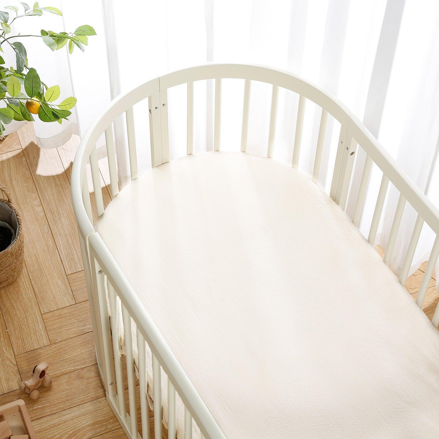 Cotton Muslin Fitted Baby Crib Sheets-Unisex White