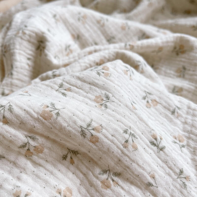 Vintage Floral Cotton Muslin Baby Blanket – 47″×51″
