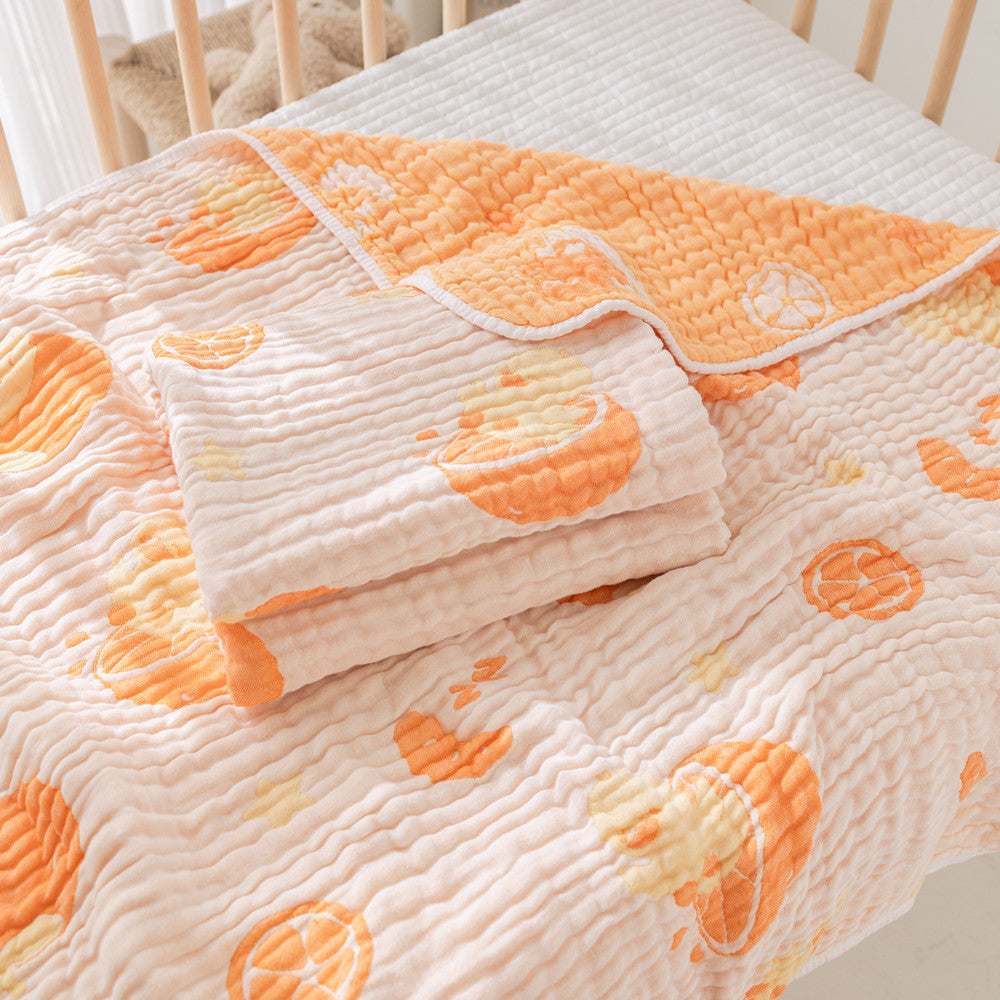 6-Layer Bamboo Muslin Baby Blanket - 40"×42 " Orange