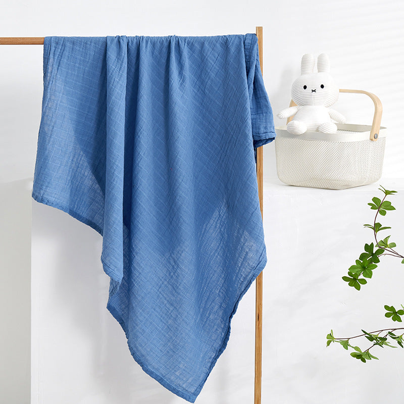 Solid-Color Cotton Muslin Baby Swaddle Blanket – 43" x 51" Blue