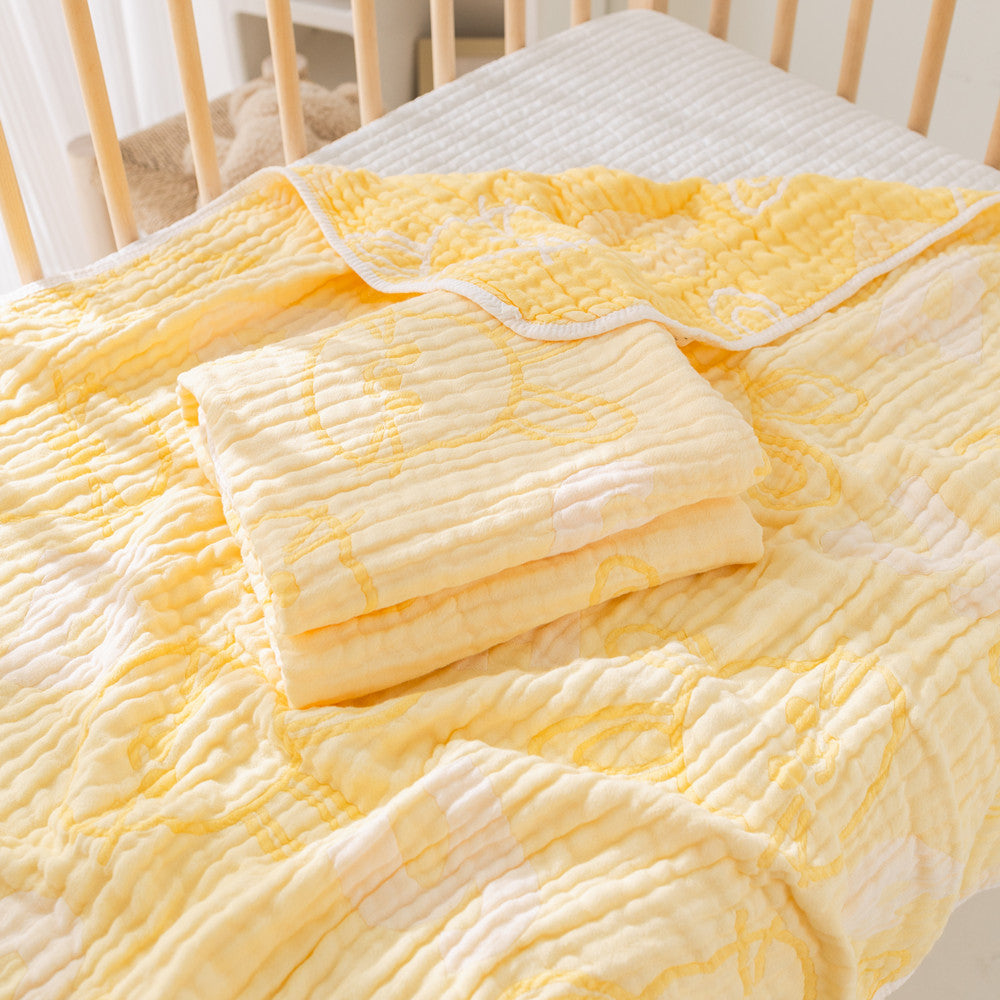 6-Layer Bamboo Muslin Baby Blanket - 40"×42 " Rabbit Yellow