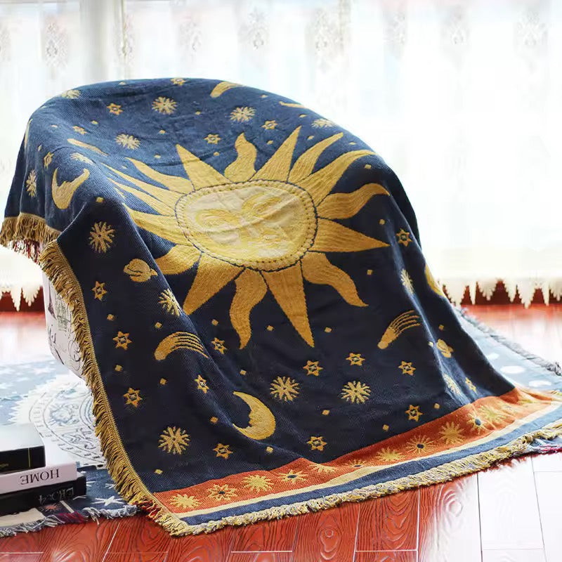 Celestial Sun & Moon Woven Blanket