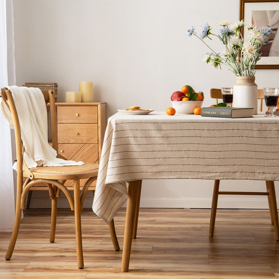 Nami Striped Cotton Linen Tablecloth Cover Single Stripes