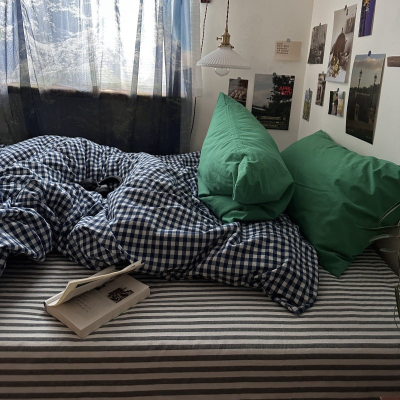 Navy Gingham Duvet Cover Set