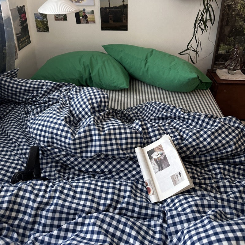 Navy Gingham Duvet Cover Set