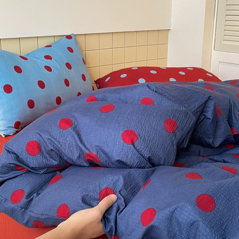 Navy Blue Polka Dot Bedding Set