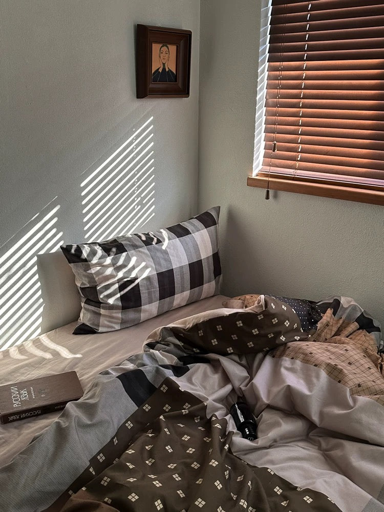 Preppy Brown Gingham Duvet Cover Set