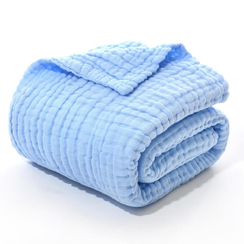 6-Layer Cotton Muslin Receiving Blanket – Solid Colors Blue