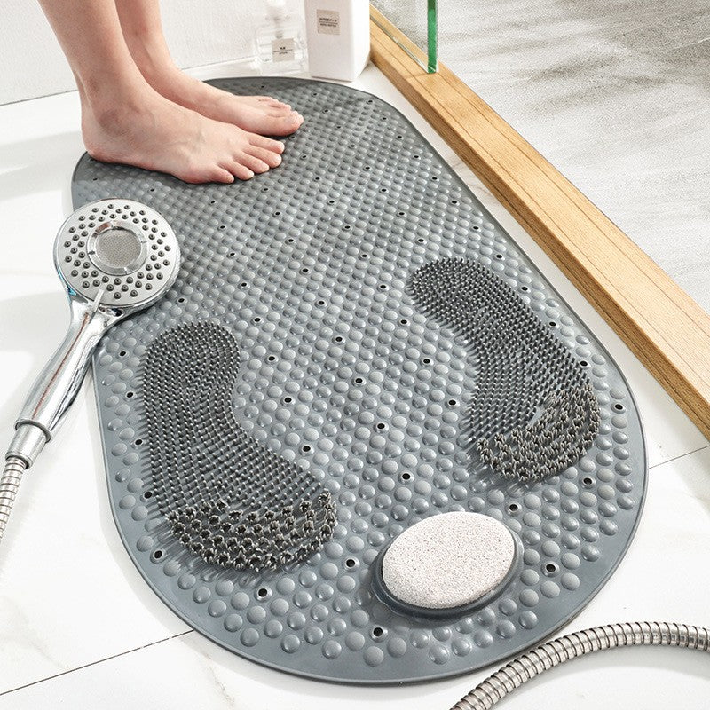 Non-Slip Shower Mat With Scrubber Gray Standard 16×32"