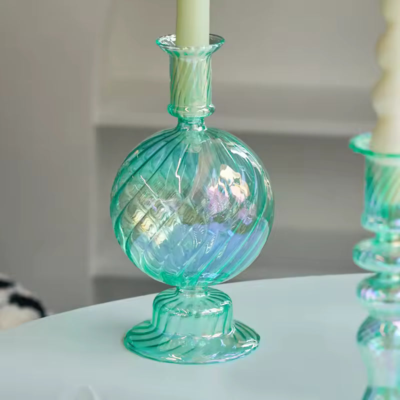 Groovy Glass Taper Candle Holders
