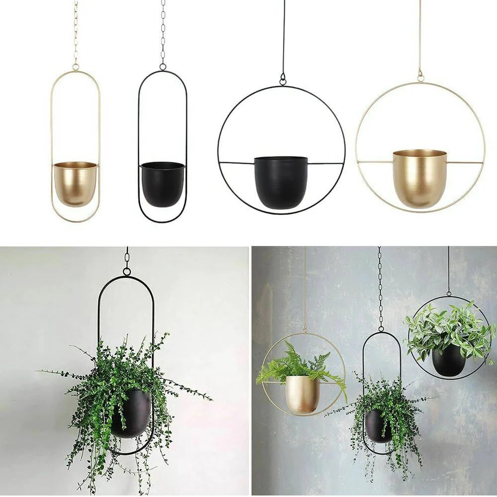 Halo Hanging Plant Pot Gold Oval