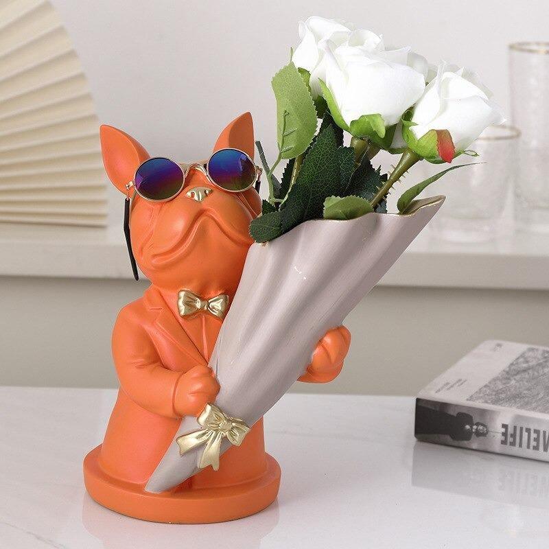 Frenchie Bulldog Woof Vase Orange