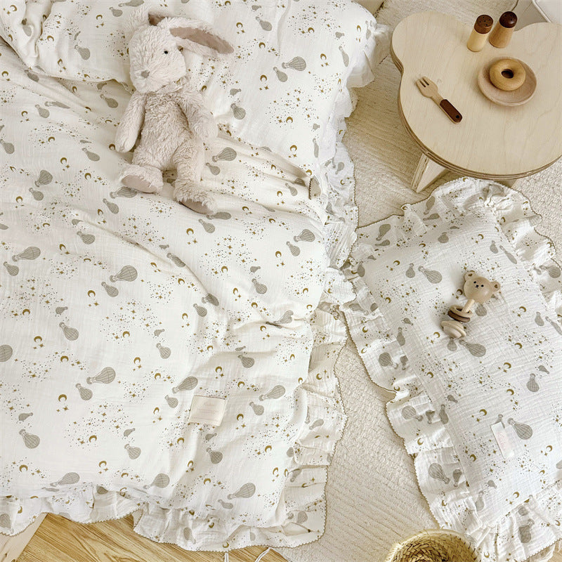 Cotton Gauze Duvet Cover Set – Hot Air Balloon with Soft Ruffles