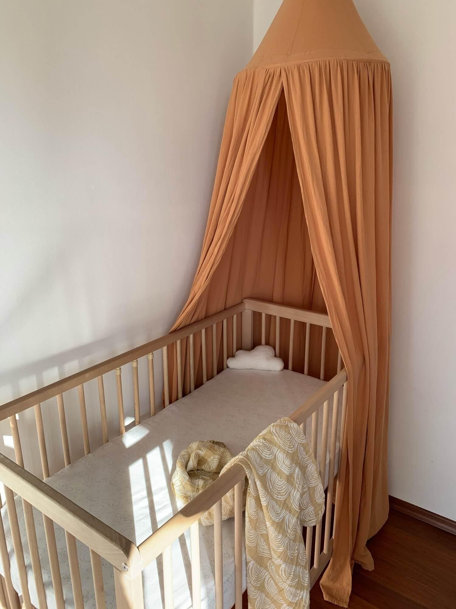Cotton Crib Canopy – Solid Color Baby Bed Canopy for Nursery Caramel