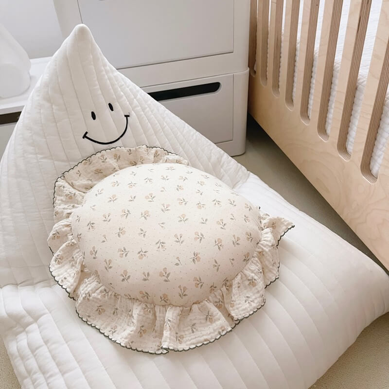 Round Ruffle Decorative Pillows for Baby Nursery Floral