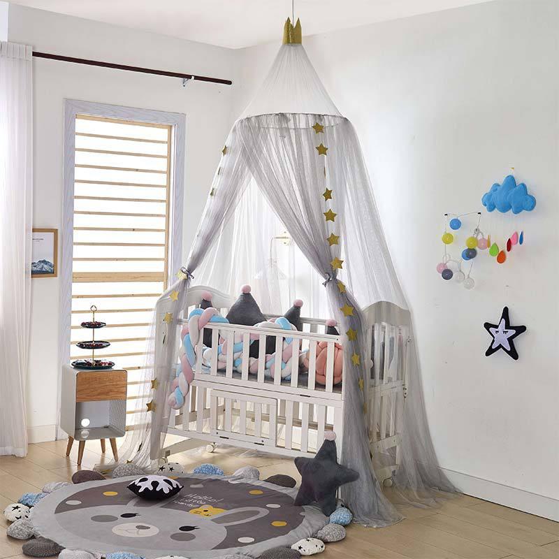 Crib Mosquito Net Canopy – Mesh Nursery Bed Tent Grey
