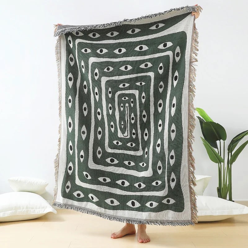 Eye Snake Green Blanket