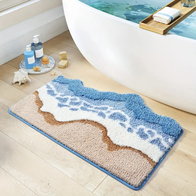 Ocean Waves Microfiber Bath Mat