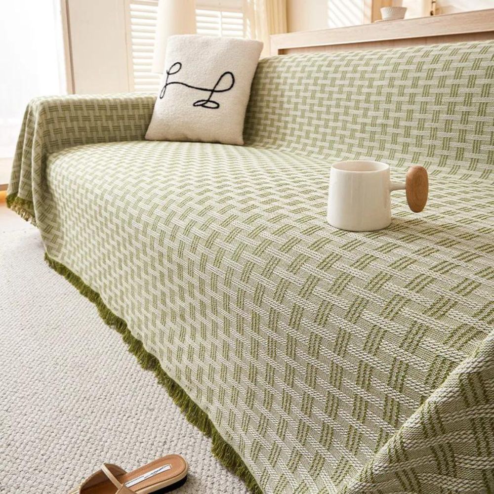 Serena Quilted Couch Cover Olive Green
