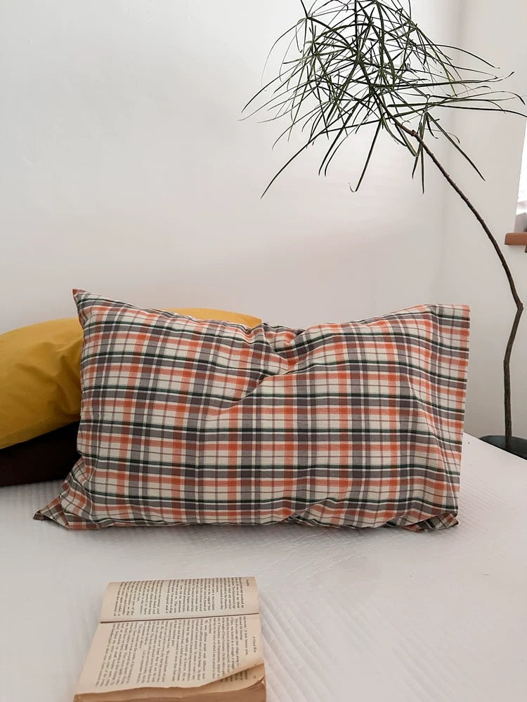 Terracotta Plaid Pillowcase