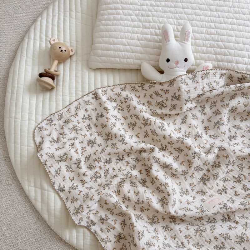 Crinkled Muslin Baby Blanket - Osmanthus Floral (47" x 51")