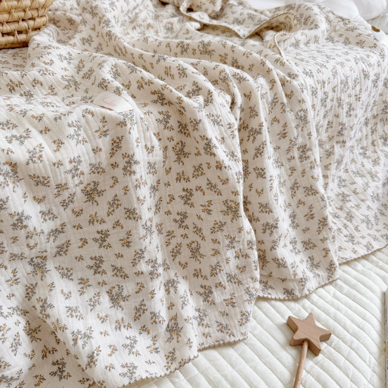 Crinkled Muslin Baby Blanket - Osmanthus Floral (47" x 51")