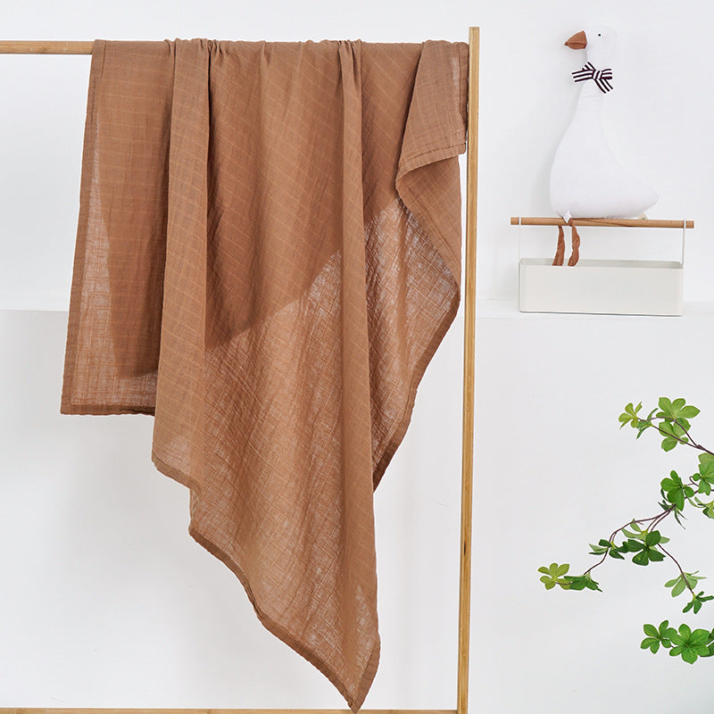 Solid-Color Cotton Muslin Baby Swaddle Blanket – 43" x 51" Brown