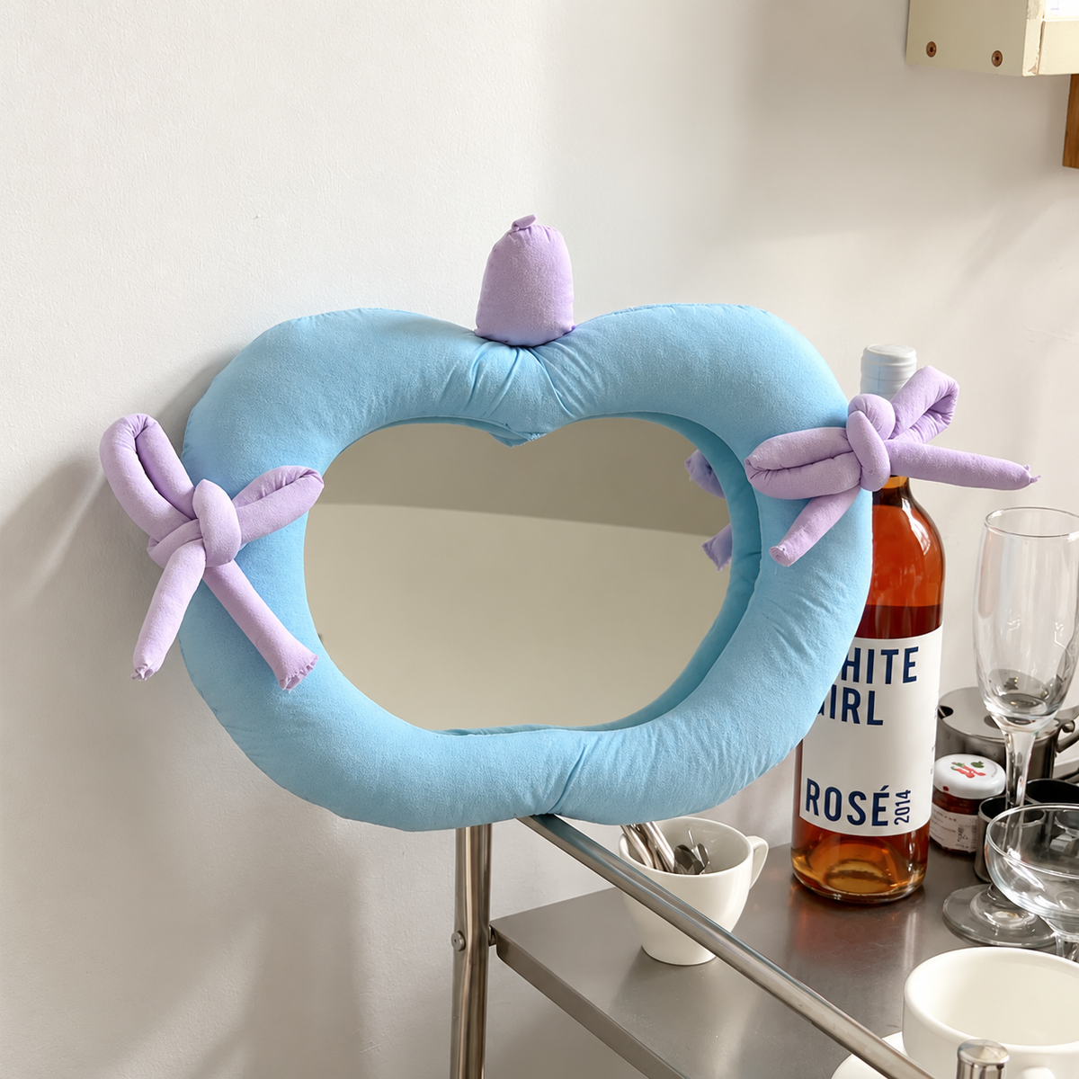 Padded Fabric Tabletop Mirror