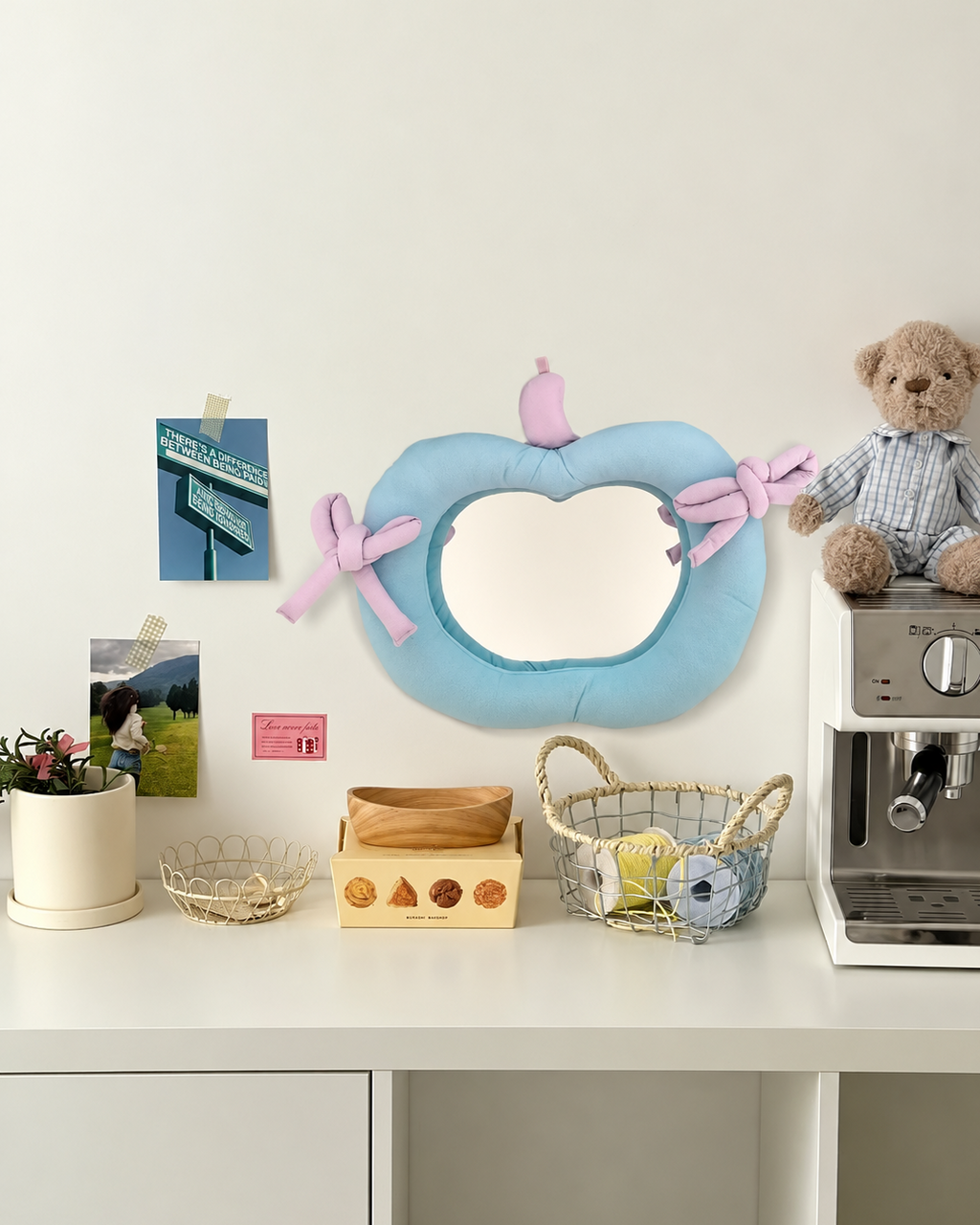 Padded Fabric Tabletop Mirror