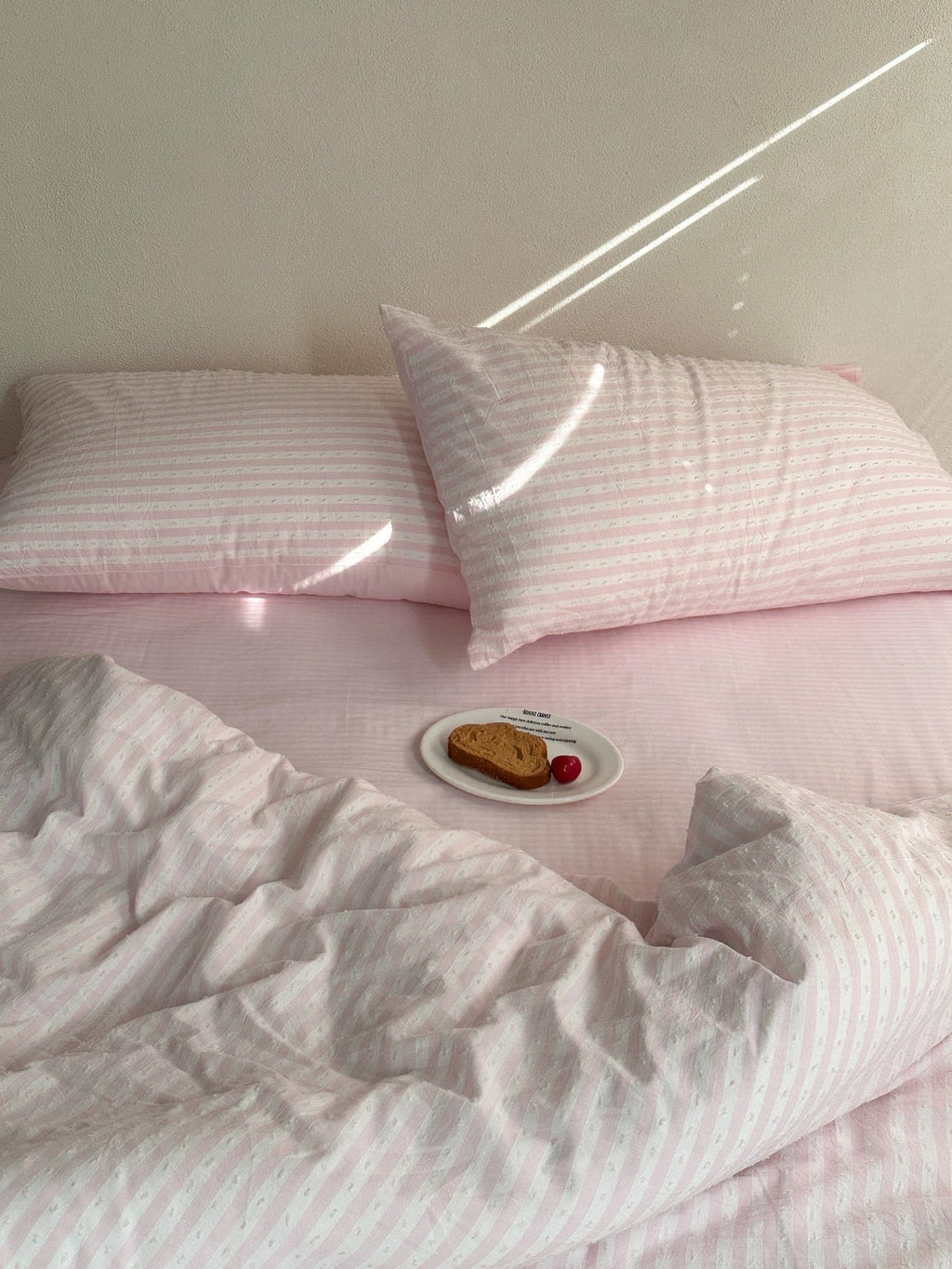 Pink Textured Stripe Duvet Cover Set