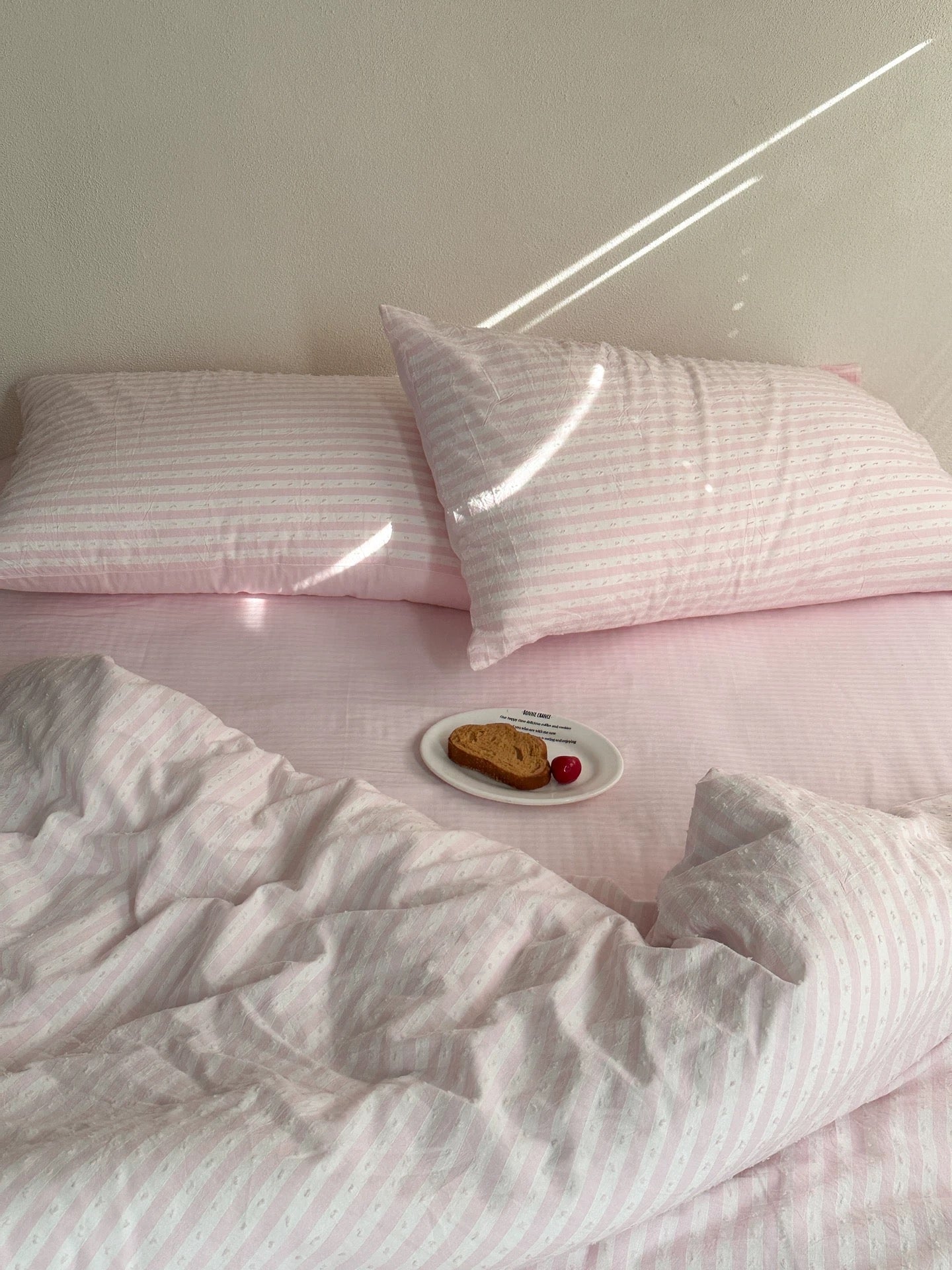 Pink Textured Stripe Duvet Cover Set