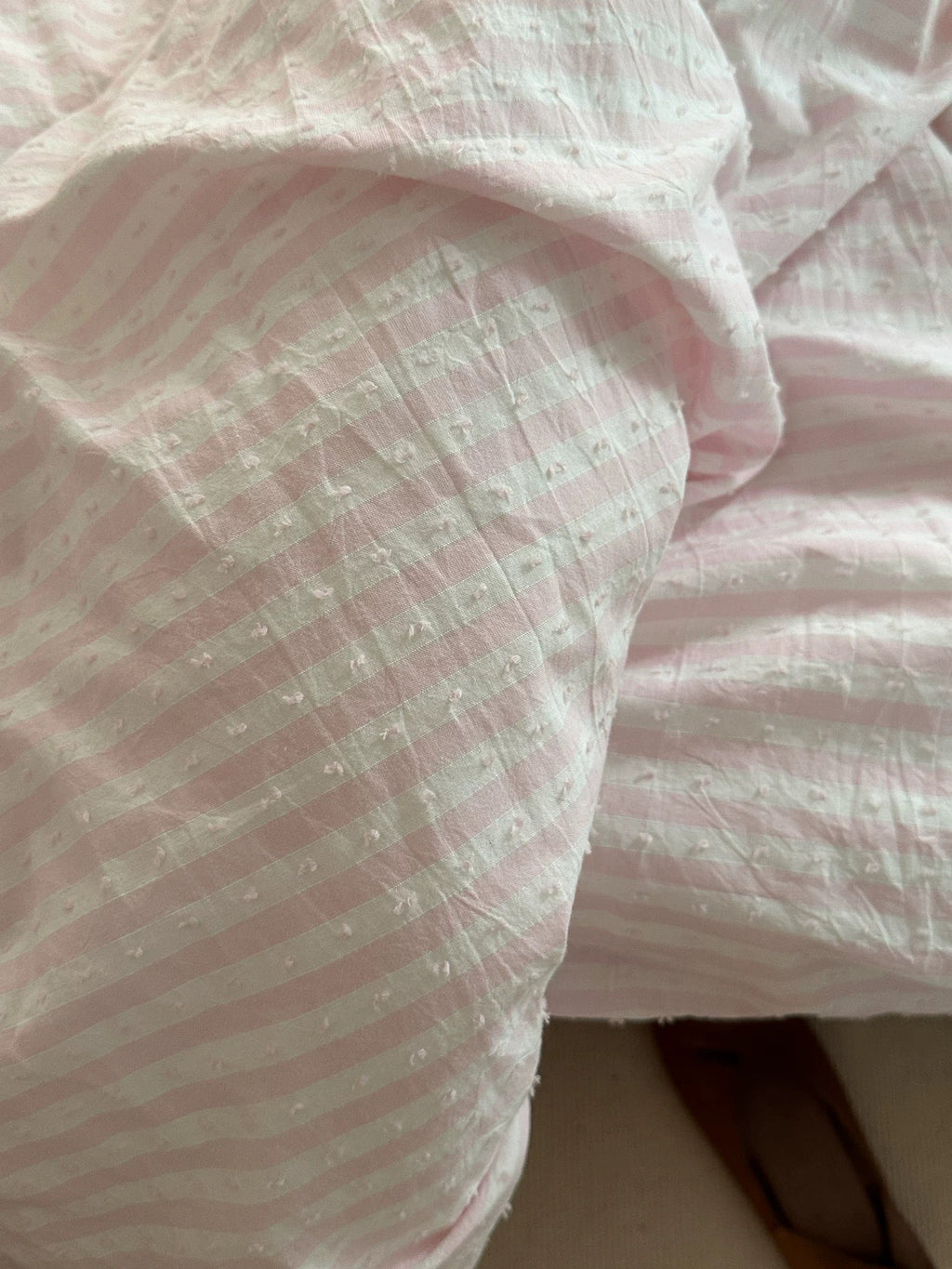 Pink Textured Stripe Duvet Cover Set