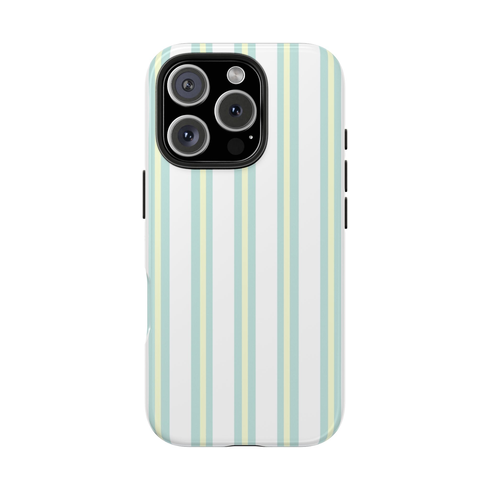 Mint & Yellow Glossy Striped iPhone Case