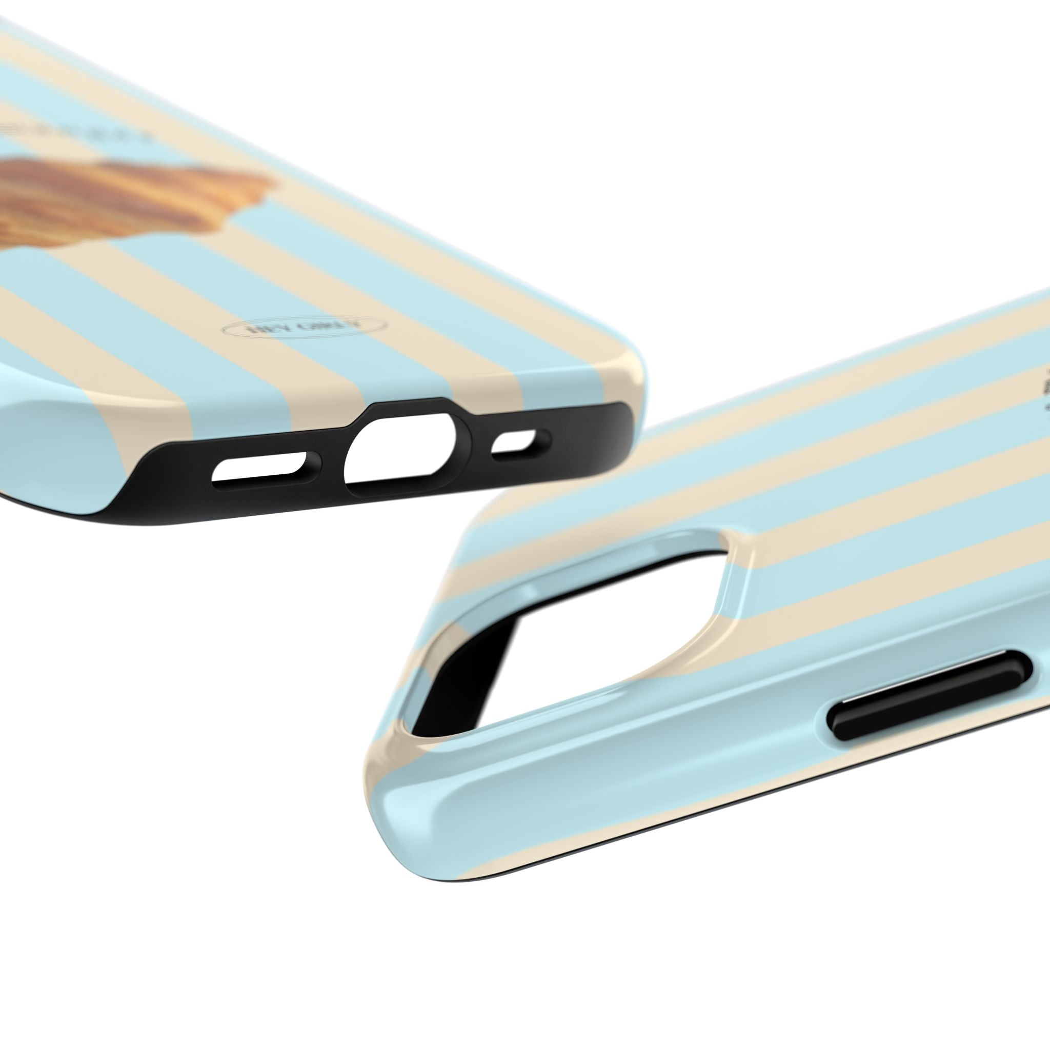 Blue Striped Croissant iPhone Case