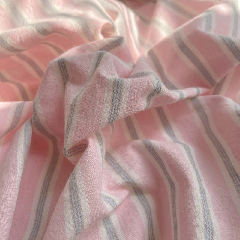Preppy Pink Striped Duvet Cover Set