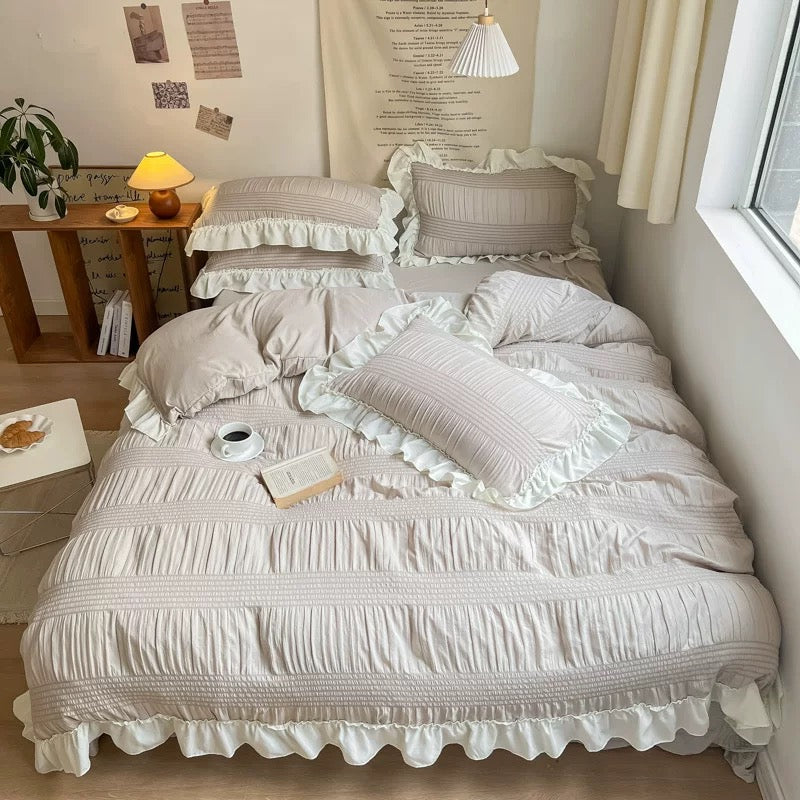 Chic Girl Lace Duvet Cover Set Beige