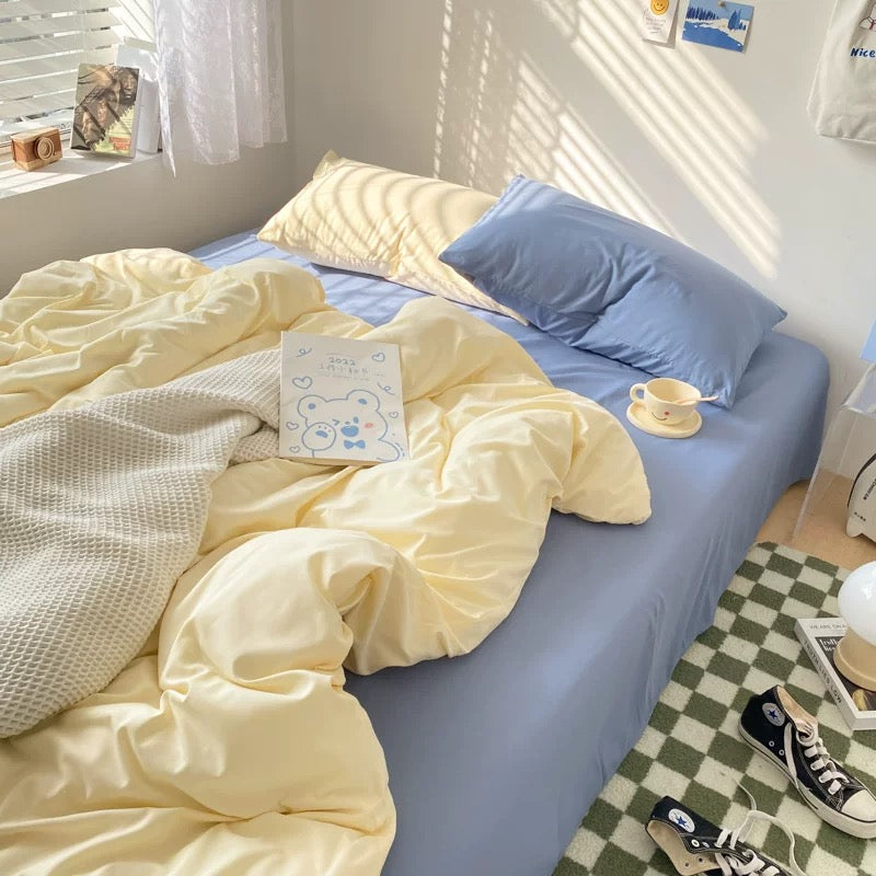Soft Pastel Blue & Cream Bedding Set