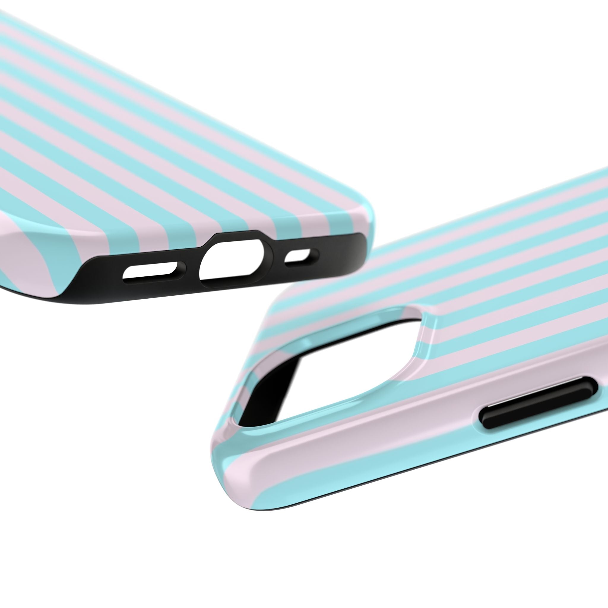Glossy Turquoise & Pink Striped iPhone Case