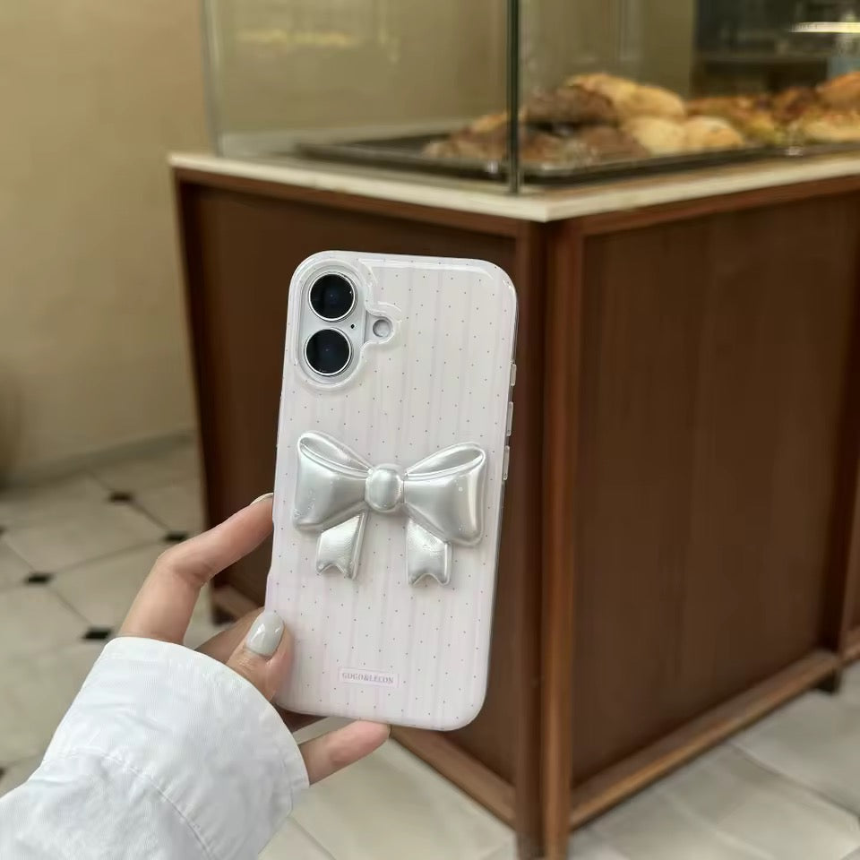 Polka Dot Pearl Bow iPhone Case