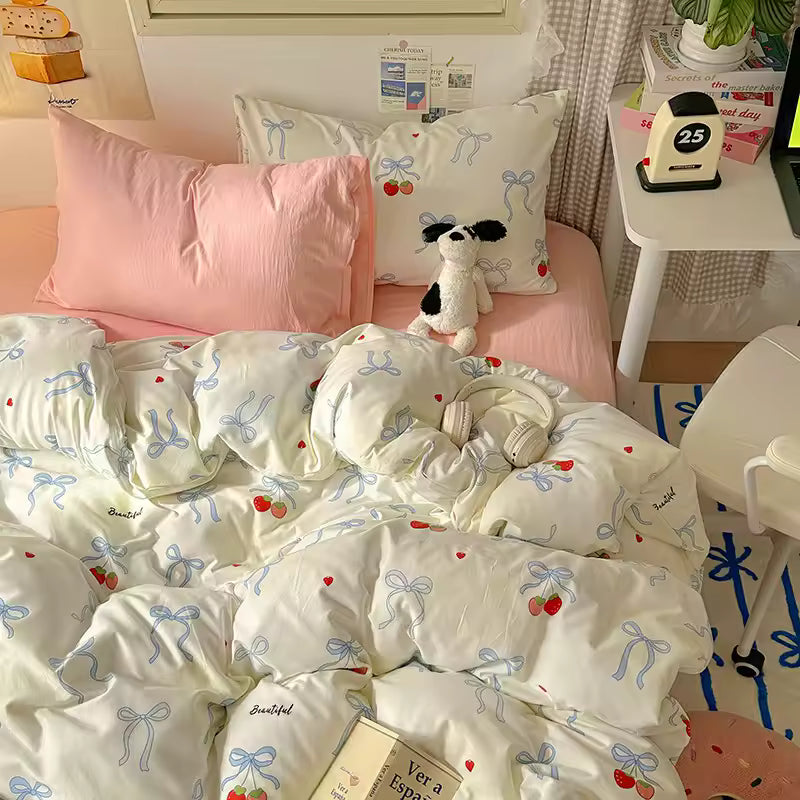 Coquette Strawberry Bow Bedding Set