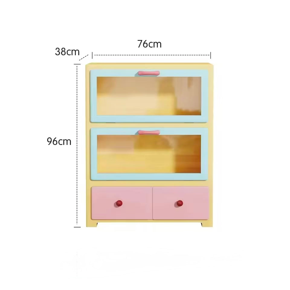 Pink Pastel Display Cabinet Yellow & Pink