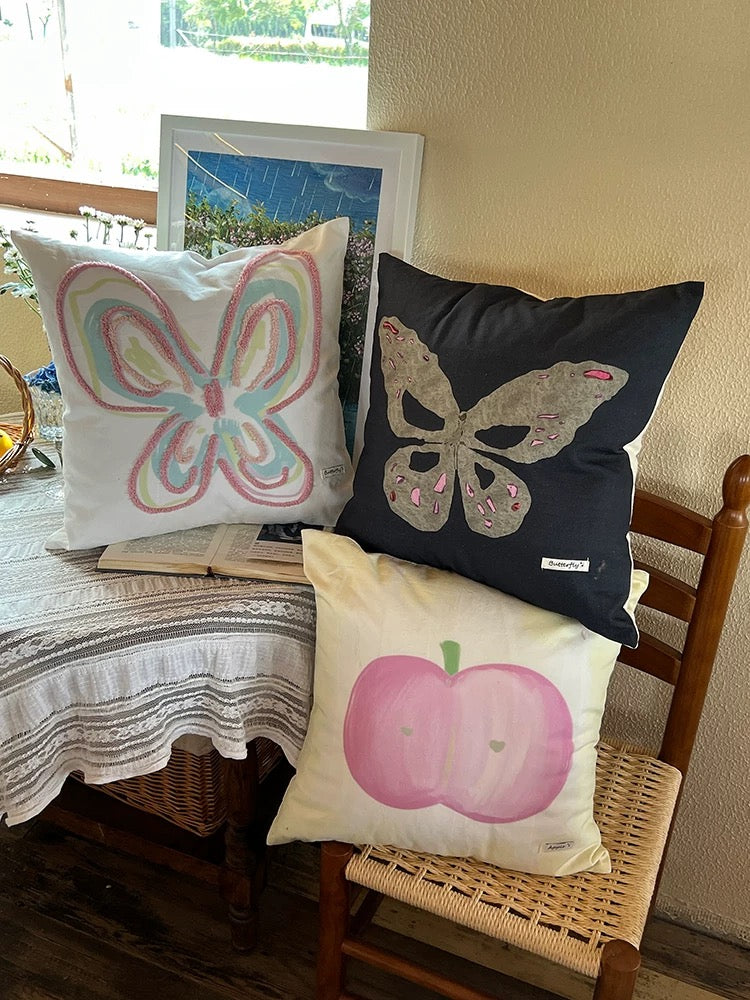 Embroidered Canvas Throw Pillow