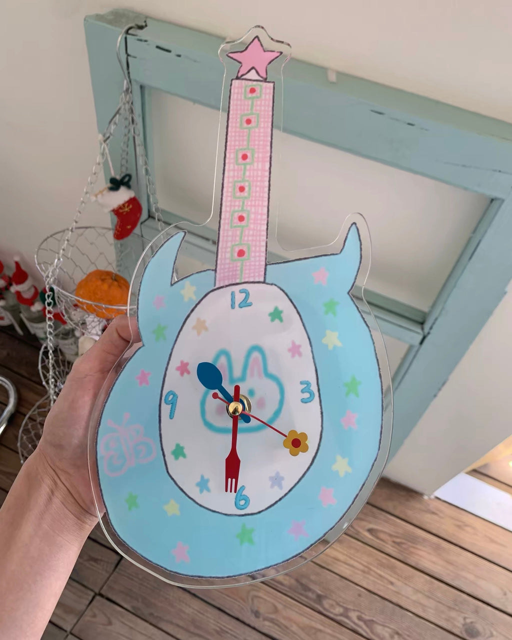 Pastel Guitar Wall Clock