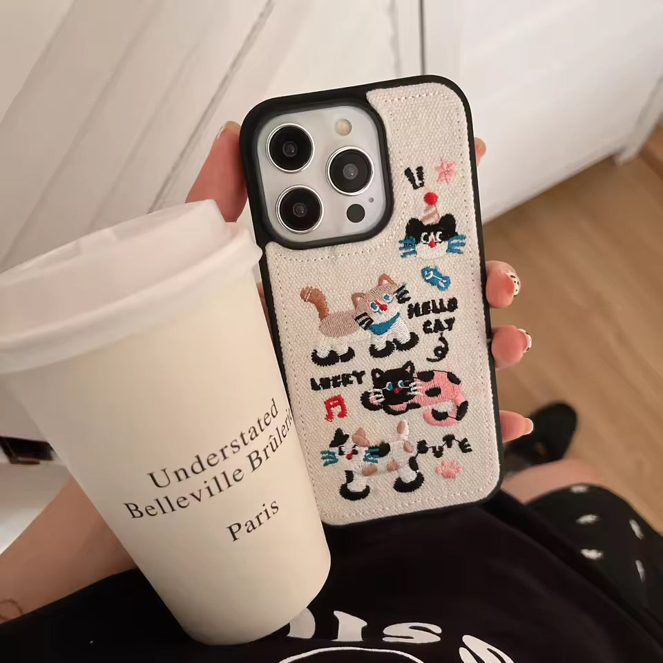 Cute Cats Canvas iPhone Case