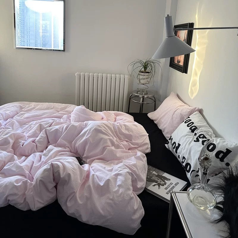 Pink & Black Minimalist Bedding Set