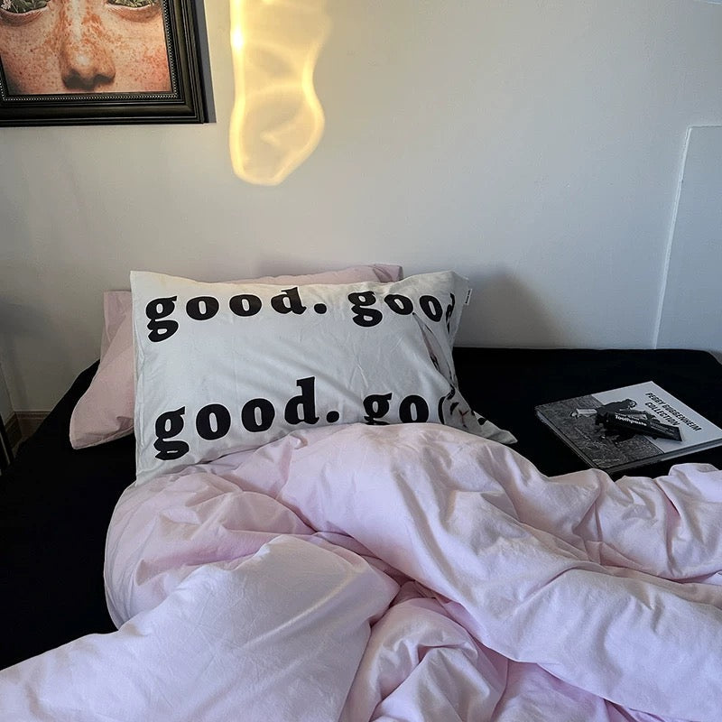 Pink & Black Minimalist Bedding Set