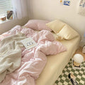 Pastel Pink & Cream Solid Bedding Set