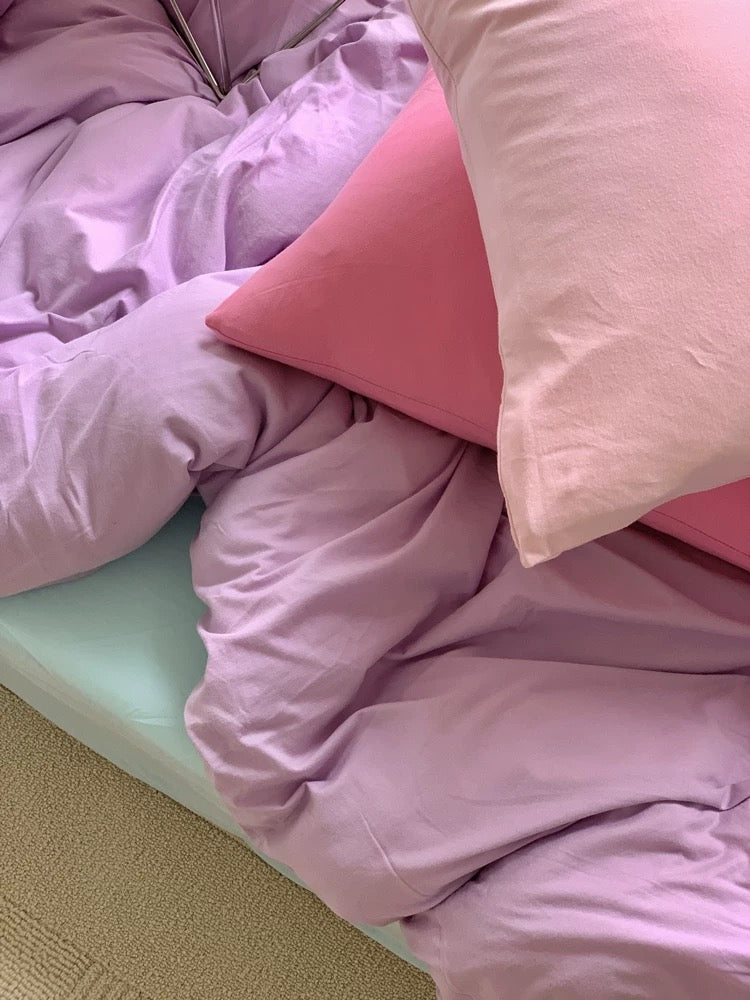 Pastel Pink Cotton Duvet Cover Set