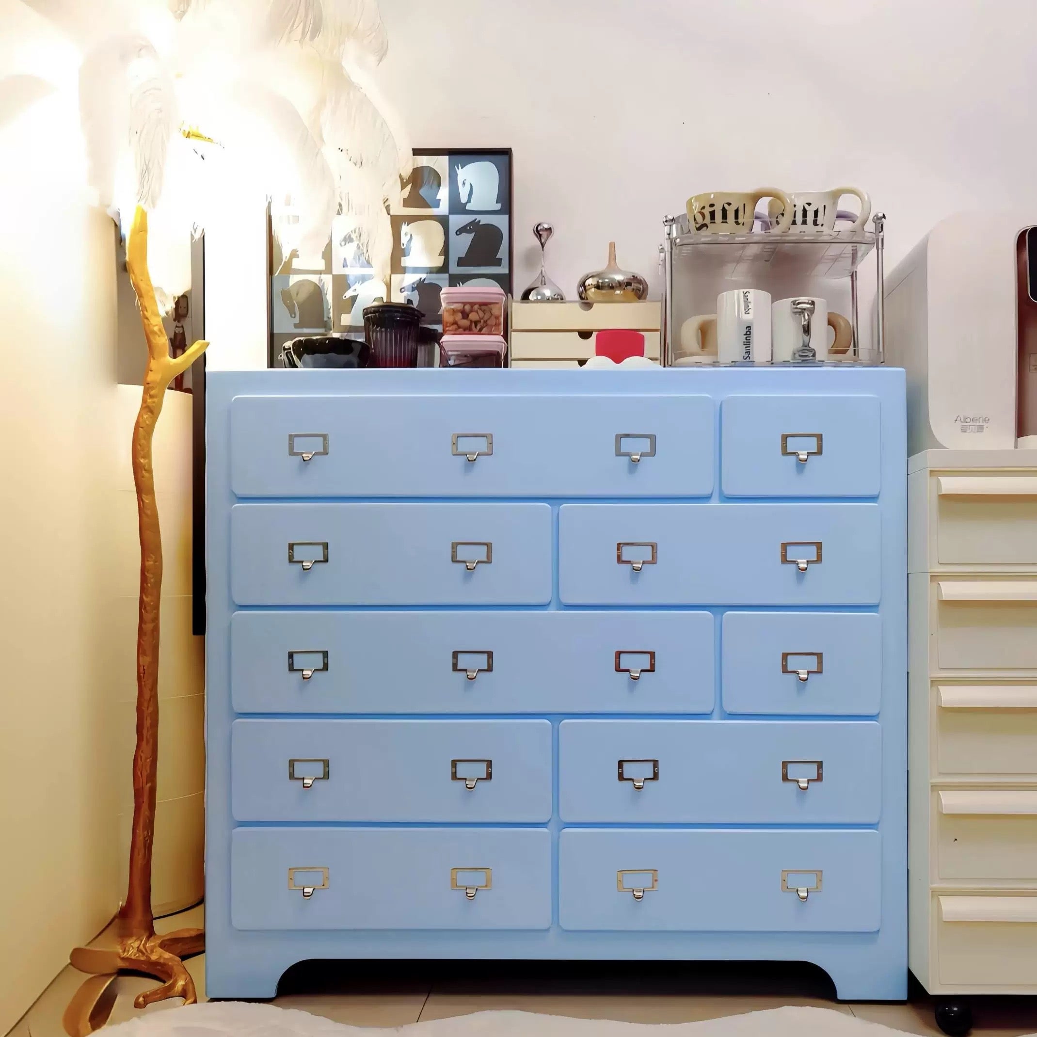 Aesthetic Pink Storage Cabinet Blue