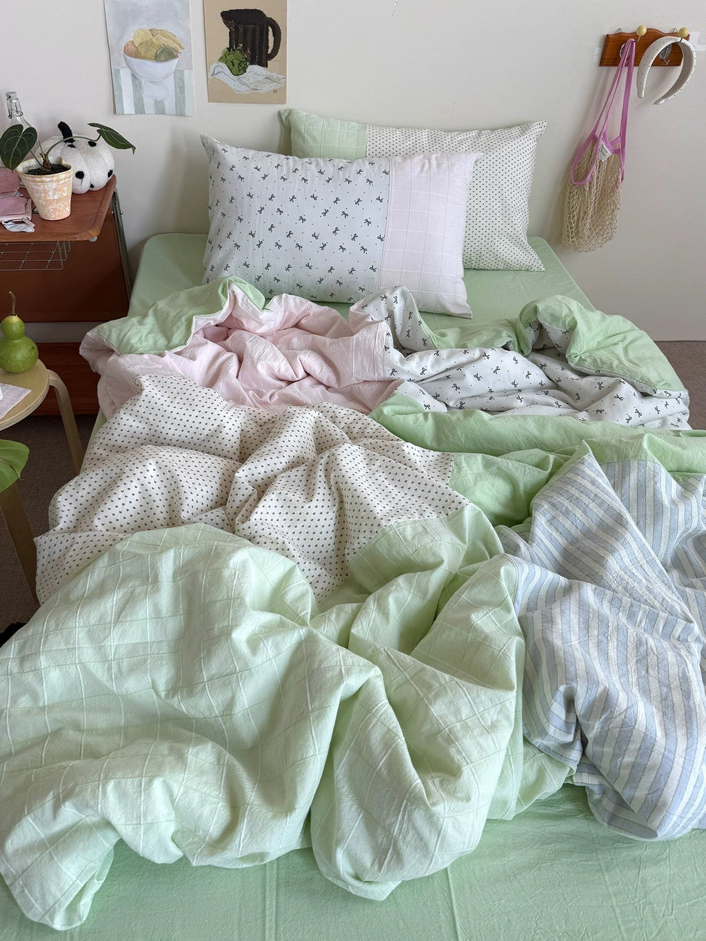 Mint Green Bow Duvet Cover Set